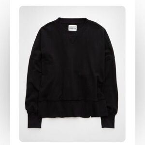 AE Big Hug Crew Neck Sweatshirt, size Large, Black